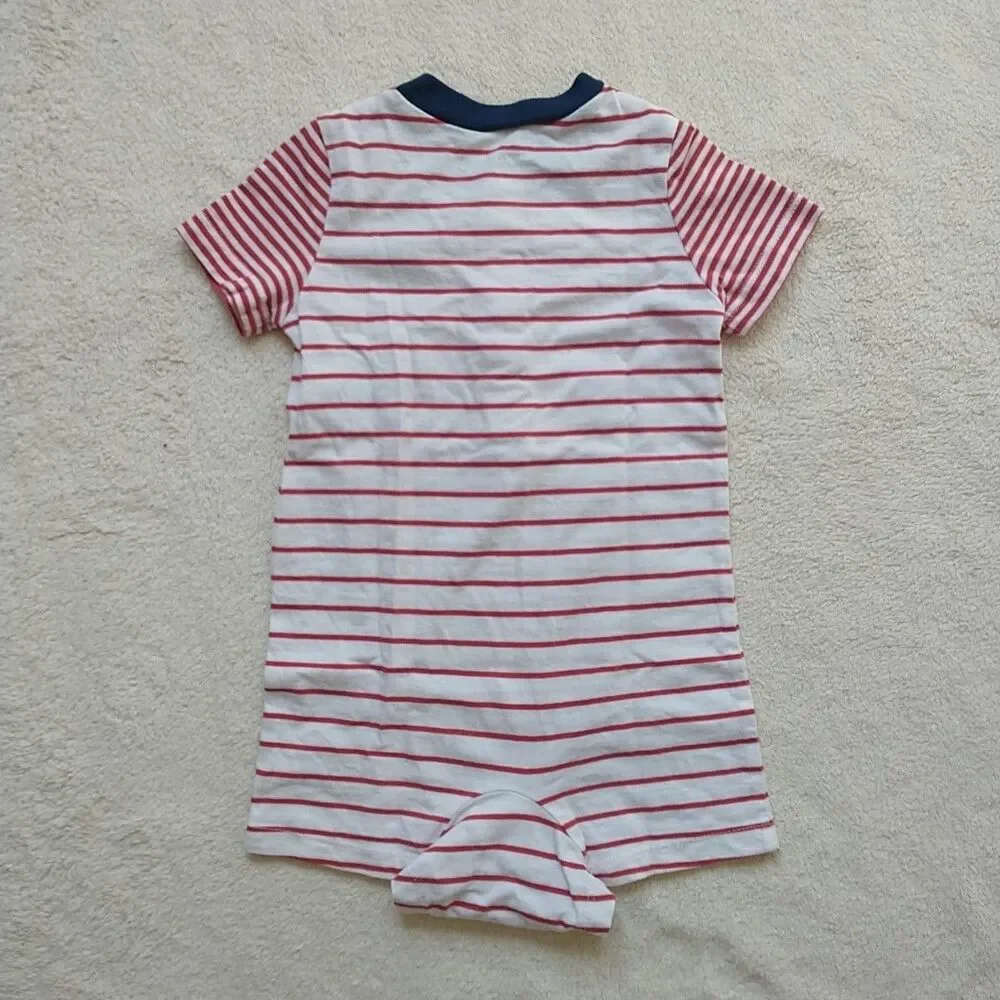 Ralph Lauren Overall Onepiece Baby Boy 9M Plaid Striped Cotton Button Logo 2xLot